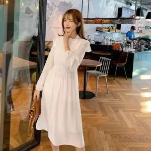 코디피셜 엔젤 프릴 레이스 긴팔 롱원피스 레이스원피스