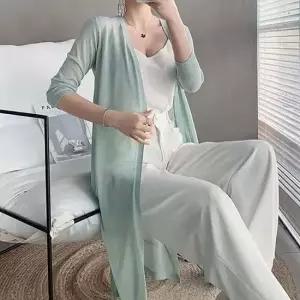 오버핏가디건 여자 얇은 소재 슬림 스타일 루즈핏 시스루 롱 가디건