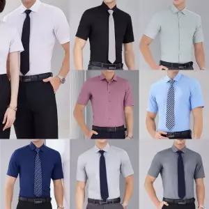 프리미엄 남자 주름방지 반팔 셔츠(각카라) 교복 (WFKHJLX)