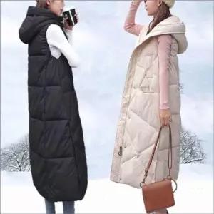 롱 겨울 베스트 후드 2색 패딩베스트 패딩조끼 여자 아우터 WFLPTQK