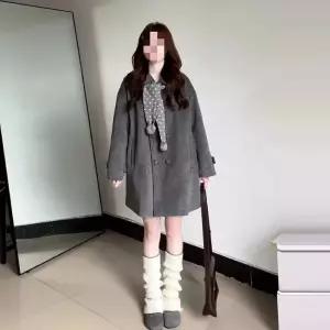 여성 그레이 모직 겨울 코트 모직코트 원픽4