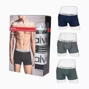 [Calvin Klein]UNDERWEAR 캘빈클라인 언더웨어 C_K 남자 드로즈 3장 세트 블랙 블랙스트라이프 블루그레...