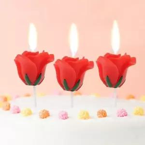 파티 장식 생일초 레드 꽃모양 촛대 생일 케이크 초 (WFKJJVS)