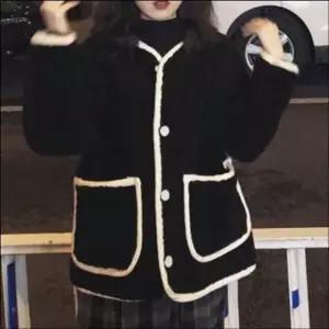 고품질 여성 뽀글이퍼 인조양털 라운드넥 버튼 자켓 루즈핏 아우터 (WFKKHYG)