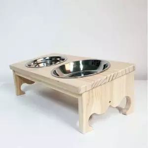 원목 애견식탁(왕관) 원목식탁 2구 밥그릇 애견식기 원목식기 애견식탁 강아지밥그릇.