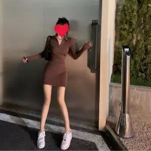 [하프클럽/](스타일하우스) 원피스 OPS 브이넥 카라 골지 긴팔 미니원피스 JSC