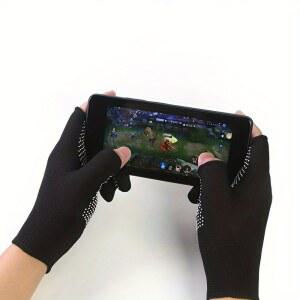 미끄럼 방지 반장갑 유니버설 얇은 스타일 노출된 손가락 검정 작업 보호 손가락 두 개 부러짐 방지 사이클링