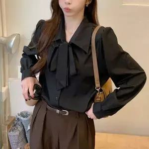 [하프클럽/]여자 카라 긴팔 스타일 리본 블라우스 추천 데일리 출