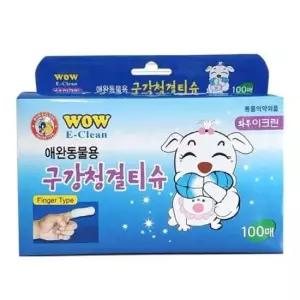 현이몰 와우 이크린 구강 청결티슈 100매 와우 이크린 구강 청결티슈 구강티슈 강아지 건강 관리용품