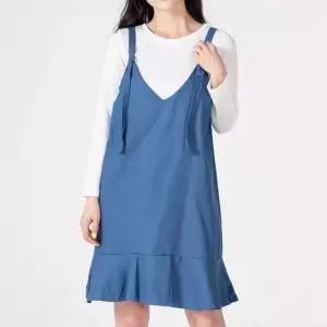 JJM-SS279 여자멜빵프릴긴팔원피스 티셔츠포함 (WFKLBLK)