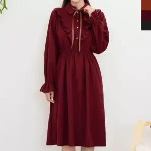 고품질 JJM-SS257 여자앞프릴카라원피스 원피스치마 가을원피스 (WFKMJK3)