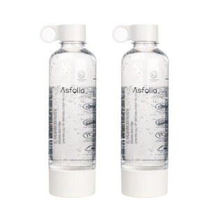 아스폴리아 소다 메이커 병, 재사용 가능한 탄산음료 병 1L BPA 프리 페트병 2팩(화이트)