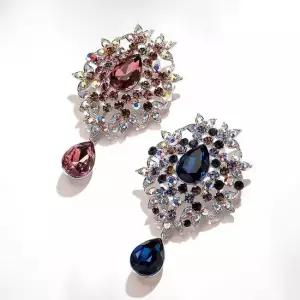 복고풍 하이덴드 럭셔리 크리스탈 루미에르 플라워 브로치 옷핀브로치 패션브로치