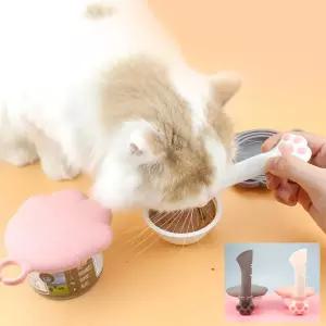 애완 간식캔 뚜껑 스푼 세트 습식 덮개 사료 실리콘 진공 통조림 고양이마개 강아지