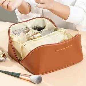 여행용 파우치 화장품 치 브라운 가방 박스 백 미용 메이크업 대용량 수납 립스틱 소품 화장품백 화장품치