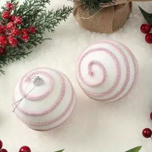 패브릭 장식볼 가로줄무늬 2개 10cm 코튼볼크리스마스트리 트리볼 성탄절 소품 꾸미기 오너먼트