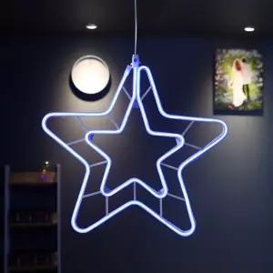 비츠온 LED 이중별 네온플렉스(DC24V) 55CM 무점멸 블루 in-284810겨울소품 장식전구 크리스마스품 벽장식