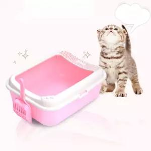 아기 고양이 화장실 소형 (핑크) 모래안튀는 토일렛 캣렛 변소 배변용 매트 후드 후드형