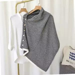 망토숄 클래식 니트 단추 망토숄 블랙) 망토숄 니트숄 니트망토 니트케이프 l