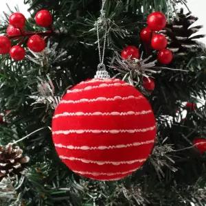 패브릭 장식볼 비즈라인 3개 8cm 포근한 소품크리스마스트리 트리볼 성탄절 꾸미기 오너먼트