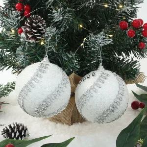 Jdt 실버화이트 장식볼 2p 10cm 크라운회오리트리악세사리 액세서리 소품 트리볼 크리스마스