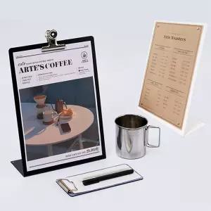 스탠딩 메뉴판 A4(L자) 홍보물 안내문 게시판 인쇄물꽂이 판촉물광고 전시회 상품 가격안내판 스탠드 게시