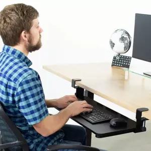 책상 두께 조절 슬라이드 키보드 받침대 (책상 부착)소품 PC 선반 거치대 키보드대 다이