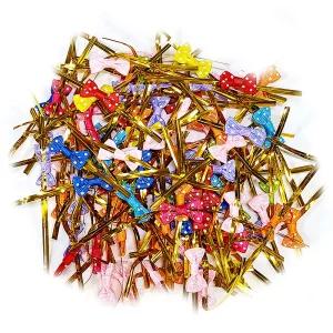 리본빵끈 땡땡이 모양빵끈 포장끈 칼라혼합-100개입