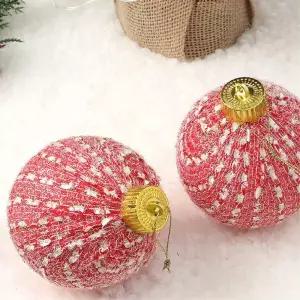 비타리토 시스루 레이스 장식볼 10cm 2p 라운드레드트리소품 크리스마스 오너먼트 성탄절 트리볼 액세서리