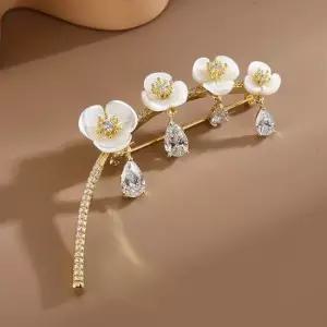 샤링 심플 은초롱 자개 브로치 특AAA 꽃 지르코니아 샤링브로치 자개브로치 꽃브로치