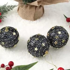 비타리토 다크블루 장식볼 3p 8cm 골드스타트리볼 소품 크리스마스 트리볼 악세사리 성탄절