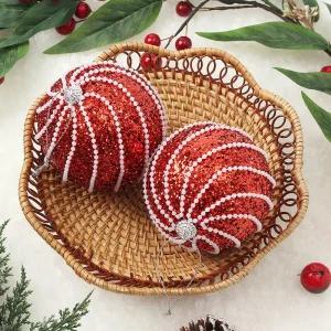 Jdt 장식볼 2p 10cm 진주회오리트리악세사리 액세서리 소품 트리볼 크리스마스