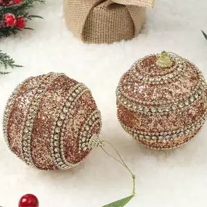 로즈골드 장식볼 2p 10cm 스팽글라인 트리 소품 크리스마스 오너먼트 악세사리 액세서리 트리볼