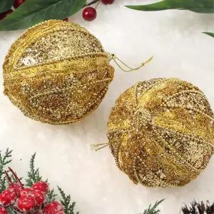 로열골드 장식볼 2p 10cm 클래식무드 오너먼트 트리 소품 액세서리 트리볼 크리스마스 악세사리