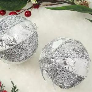 로열실버 장식볼 2p 10cm 모자이크 크리스마스 트리 소품 악세사리 오너먼트볼 액세서리 트리볼
