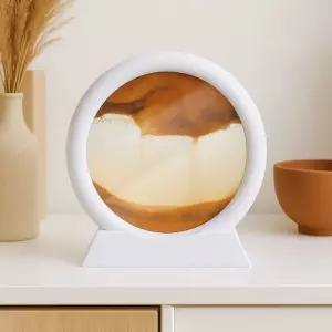 슬로우 모래멍 샌드 아트 액자(화이트+오렌지)탁상용 홈갤러리 멍액자 집들이선물 자취 인테리어용품 꾸미