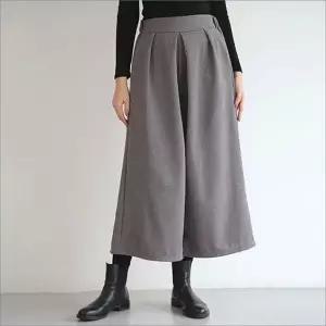 9부 따뜻한 와이드팬츠 모직 밴딩 겨울 여자 치마바지