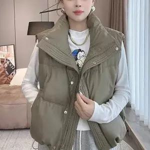 [하프클럽/]스티치 패딩 조끼 베스트 밑단 스트링 겨울 이중잠금