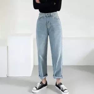 [하프클럽/]워싱 코튼 데님 일자팬츠 롤업 베이직 데일리 청바지