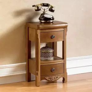 브라운 나르본 받침대고전고가구 엔틱 2단전화대 원목 원목고가구 고전가구