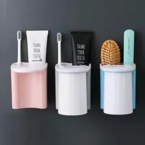 ( )칫솔꽂이 양치컵 거치대 부착식 타일 치약 걸이 자석