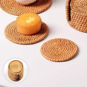코스터 510AYJ63 라탄 set 티 8cm 6개 홀더 주방 컵받침 컵받침대 감성