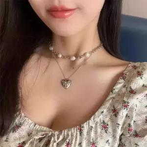 추천 목걸이 초커 은목걸이 2개 여자 여성 하트 여름 WD2B418