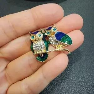 행운 부엉이 브로치 큐빅 패션 액세서리-WFIK78F