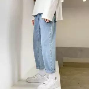 남자 간절기 밴딩 9부 고무줄 청바지 일자 데님 팬츠 WFJLBCU