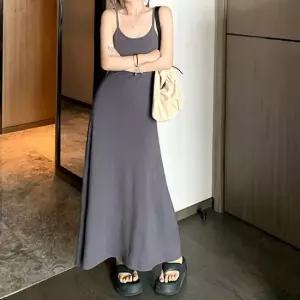 반전뒷태 여성 플레어 스커트 끈나시 롱원피스 롱원피스 쉬폰원피스 바캉스원피스