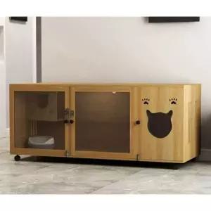 프리미엄 강아지방음부스 애견호텔 반려견 하우스 라이트월넛 가로 60 x 120x60 B