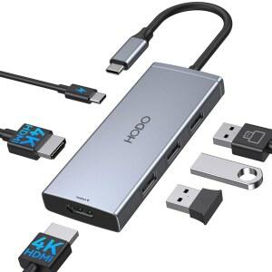 HODO 도킹 스테이션에서 듀얼 HDMI 모니터 어댑터 USB C에서 4K 60Hz 노트북용 스테이션 모니터, 엘리트북 Dell XPS 13 15 등 호환 가능