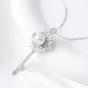 비쥬홀릭 실버925 백금도금 진주 키 여성 목걸이 패션목걸이 은목걸이 925목걸이