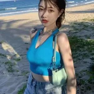 홀터넥 크롭홀터넥 나시 나시티 크롭 무지 넥 스판 SH WD7D8EB